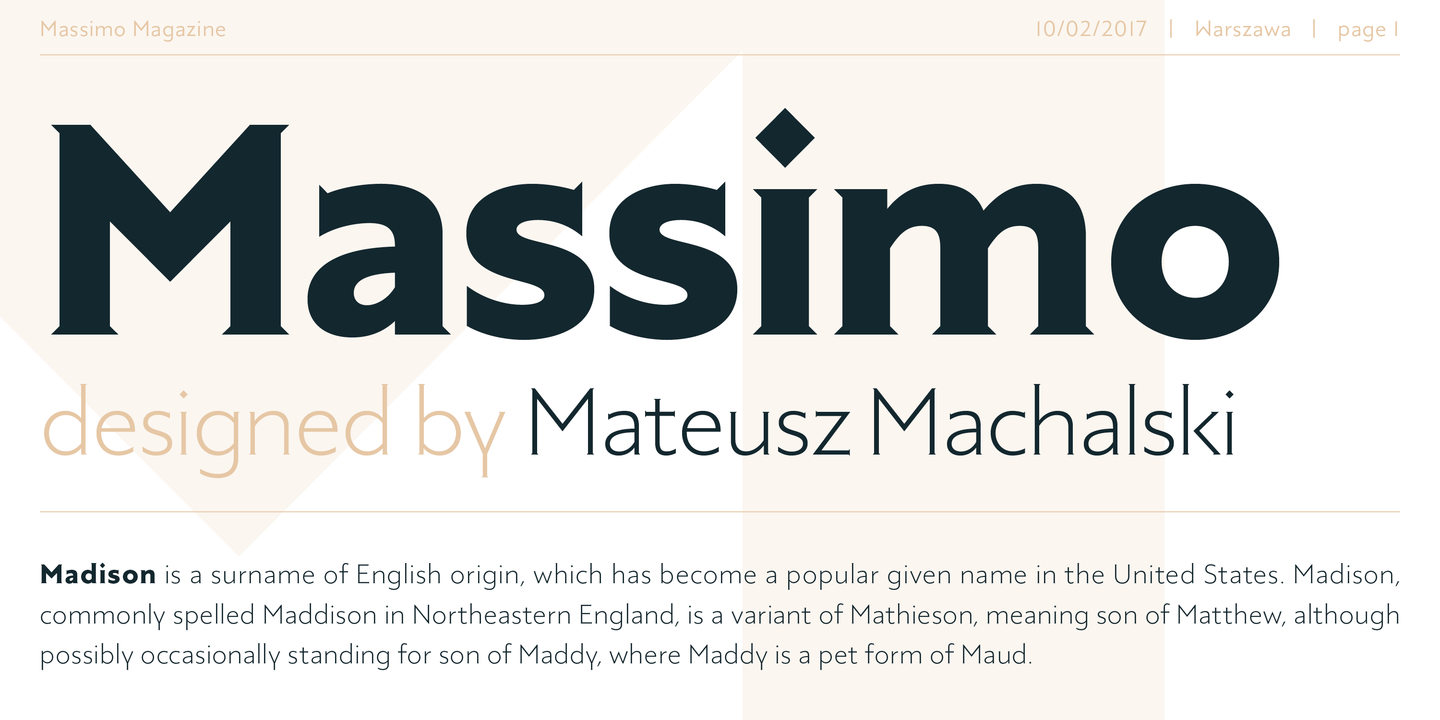 Massimo Medium italic Font preview